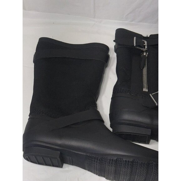 Burberry Black Claredon Shearling Riding Combat Boots Size 9 - Picture 5 of 16